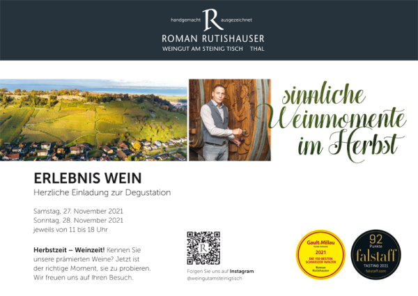 Weingut am steinig Tisch, Roman Rutishauser, Erlebnis Wein im Advent 2018